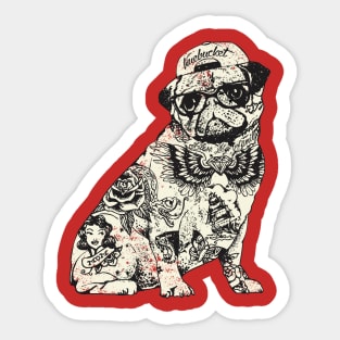 pug tattoo Sticker